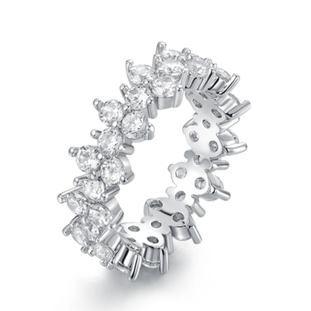Bague de mariage pavée en zircone Huitan pour femme