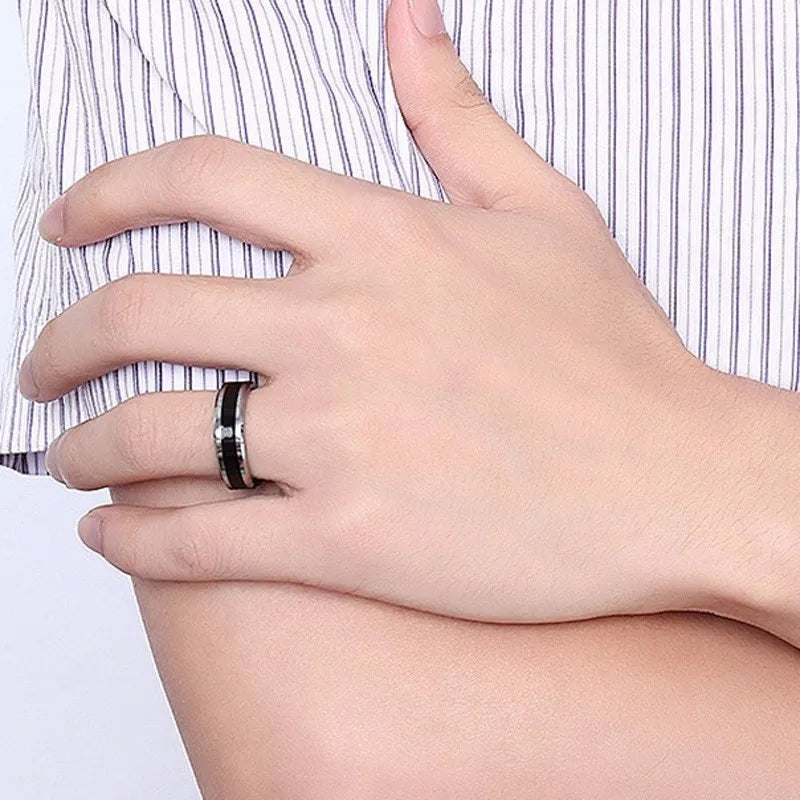 Bague de mariage noire en tungstène de 6 mm