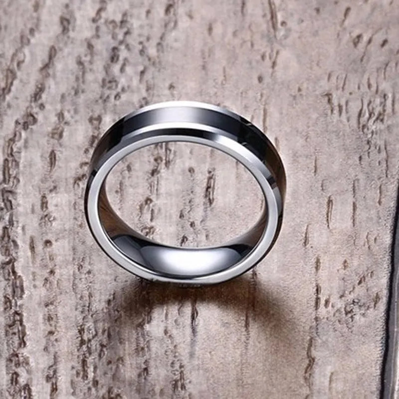 Bague de mariage noire en tungstène de 6 mm