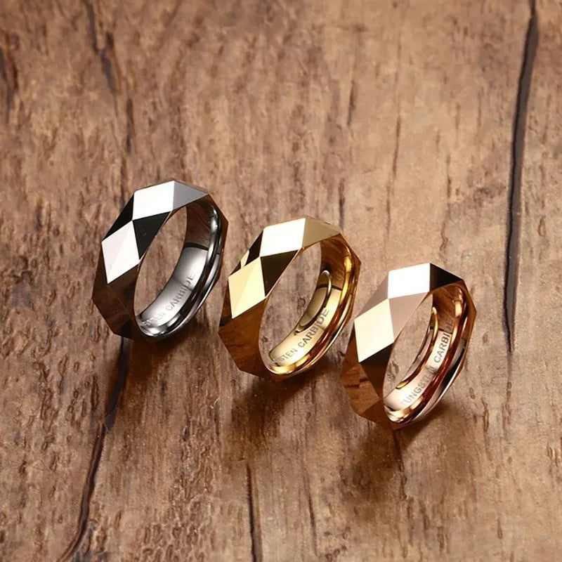 Bague de mariage géométrique en tungstène pour homme