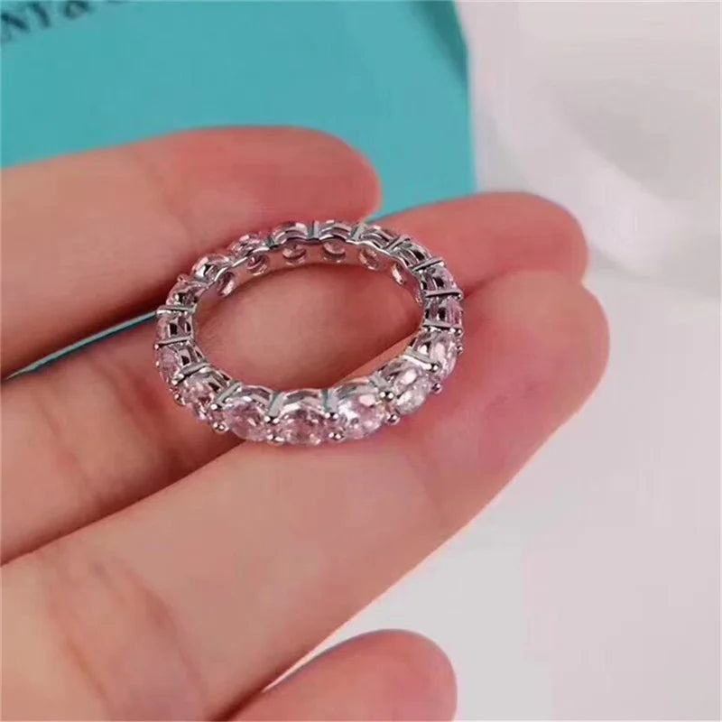 Bague de fiançailles en argent sterling 925 et zircone