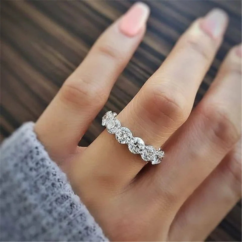 Bague de fiançailles en argent sterling 925 et zircone