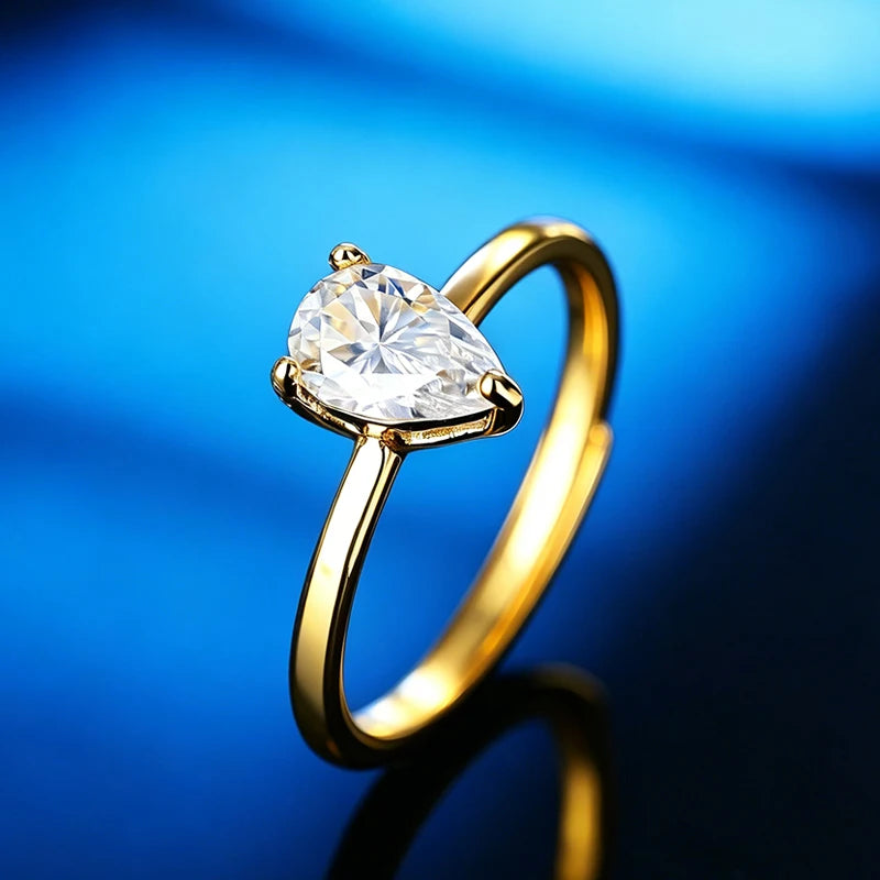 Bague ouverte réglable en argent 925 et moissanite Aiternity