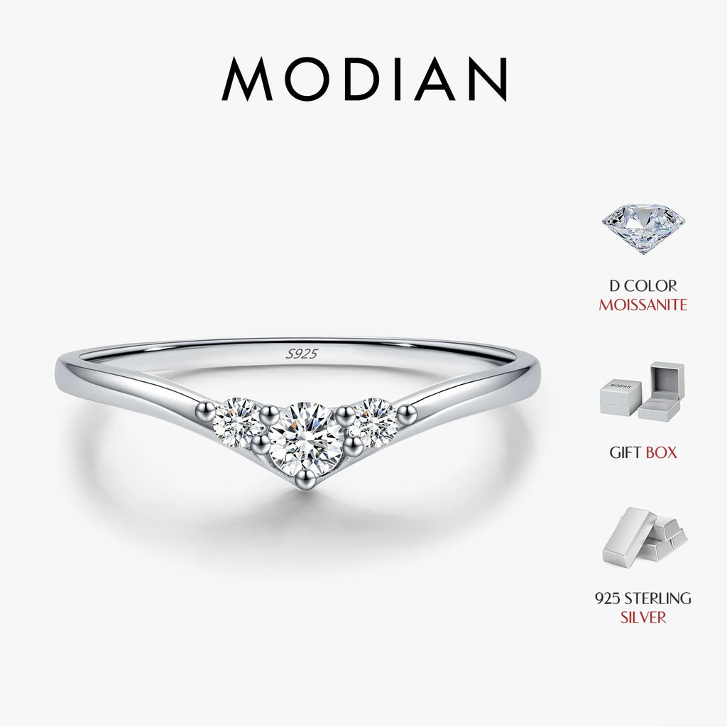 Bague alliance simple en argent 925 et moissanite Modian