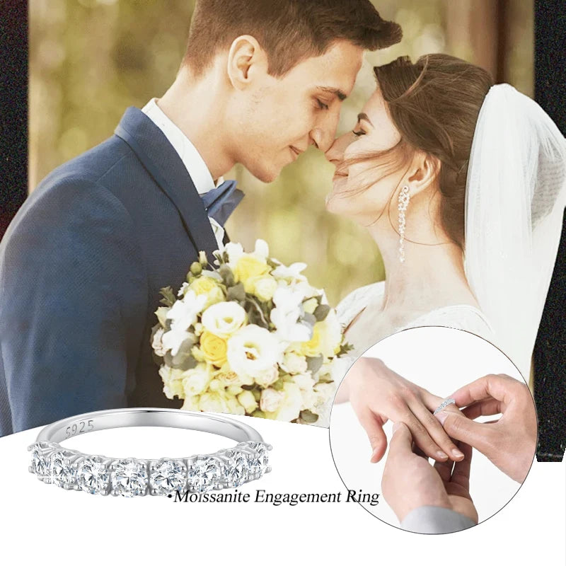 Bague demi-tour en argent 925 et moissanite Bamoer