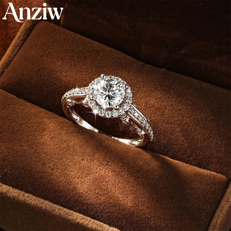 Bague de fiançailles halo en moissanite 1ct Anziw