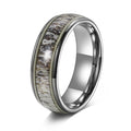 Bague de mariage en tungstène avec bois de cervidé et corde de guitare