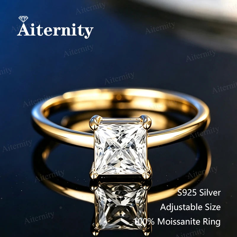 Bague ouverte réglable en argent 925 et moissanite Aiternity