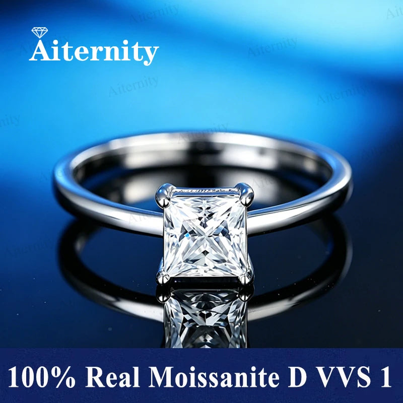 Bague ouverte réglable en argent 925 et moissanite Aiternity