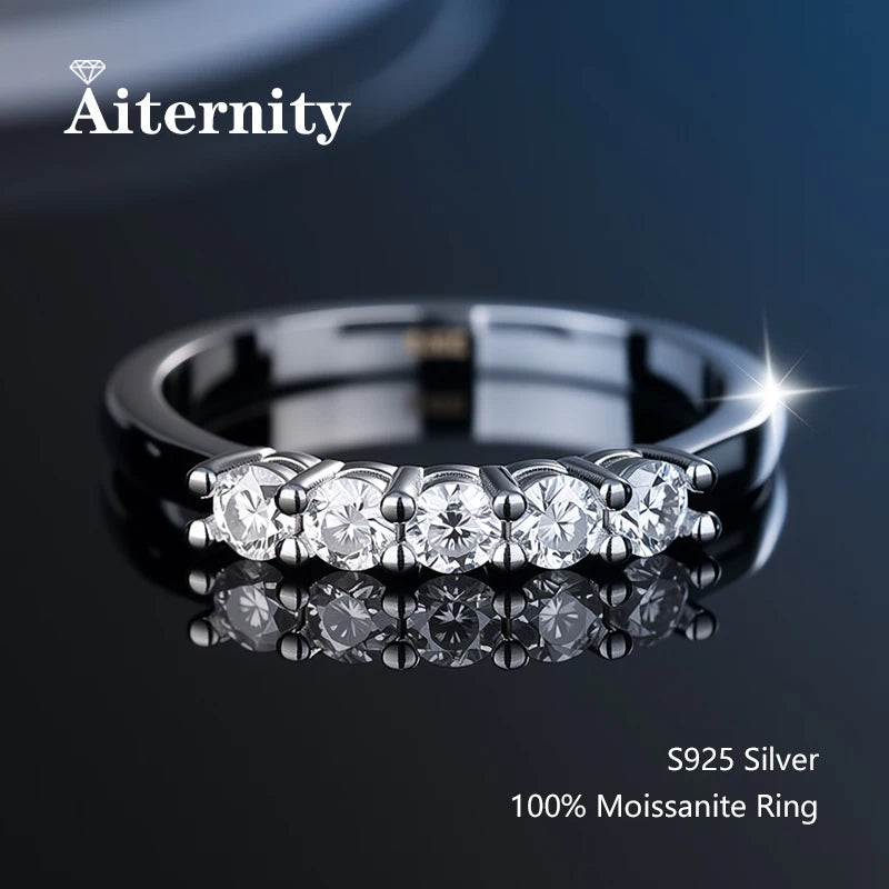 Alliance en argent 925 et moissanite testée au diamant