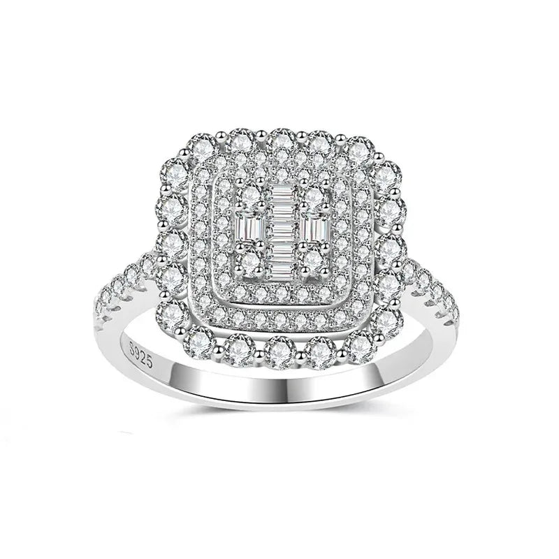 Bague de luxe multi-halo en argent et moissanite Similanka