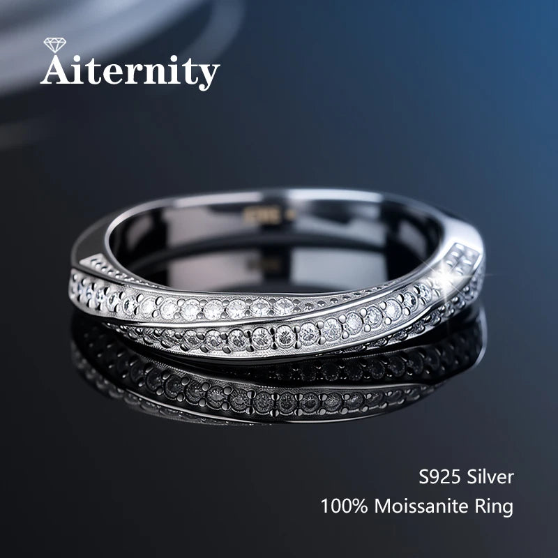 Alliance en argent 925 et moissanite testée au diamant