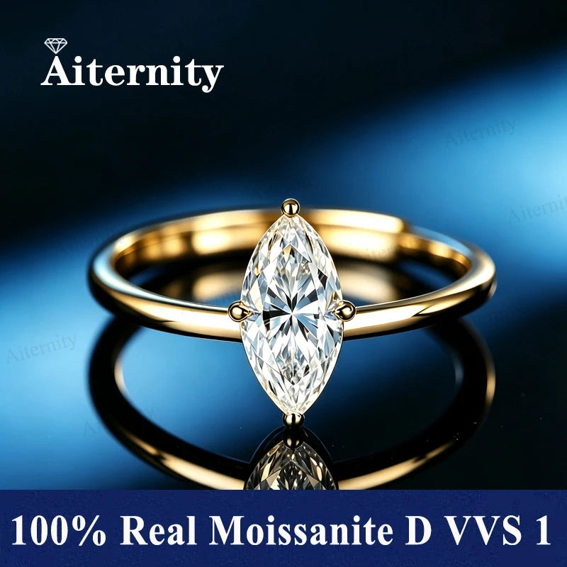Bague ouverte réglable en argent 925 et moissanite Aiternity