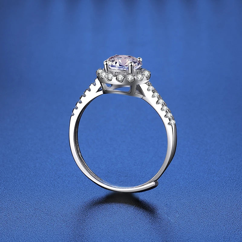 Bague réglable en argent 925 et moissanite Aiternity