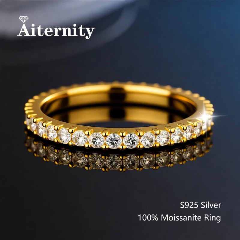 Alliance en argent 925 et moissanite testée au diamant