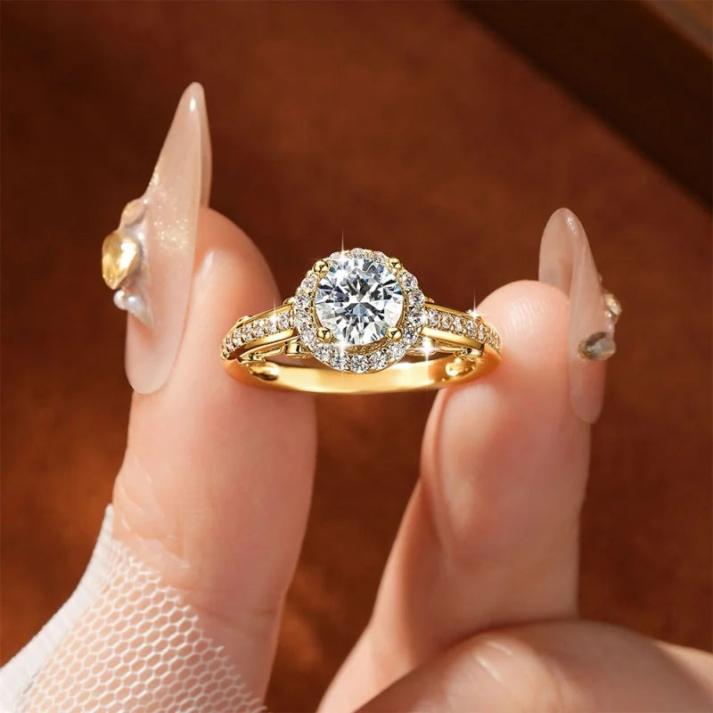 Bague de fiançailles halo en moissanite 1ct Anziw