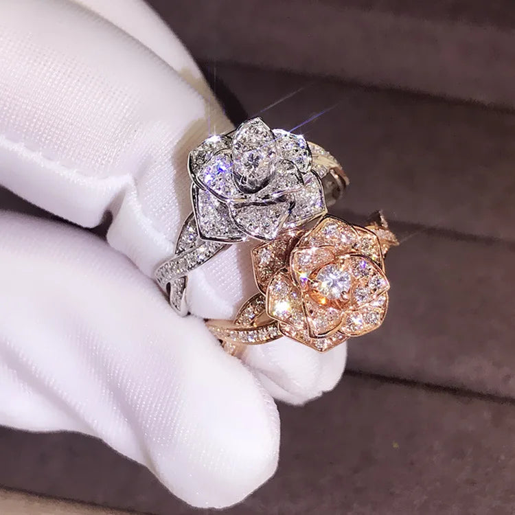 Bague de mariage en argent 925 et moissanite or rose