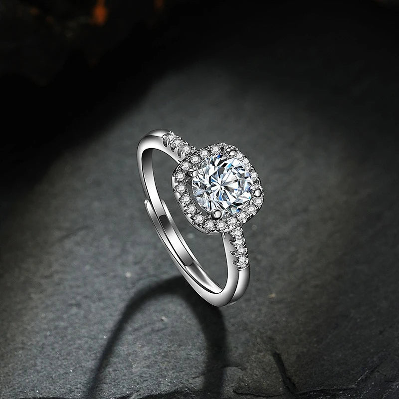 Bague de luxe en argent 925 et moissanite 2ct