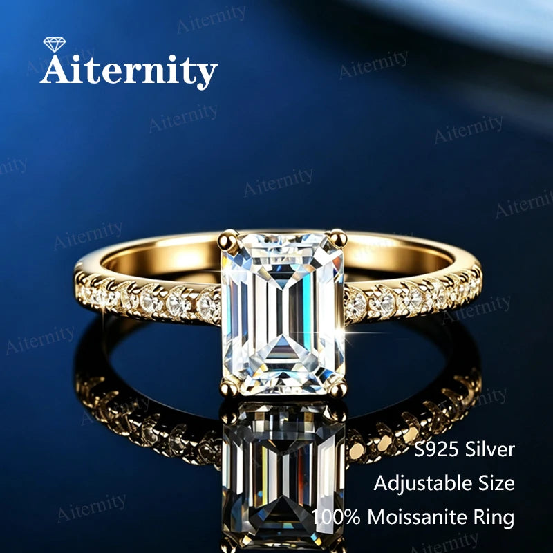 Bague ouverte réglable en argent 925 et moissanite Aiternity