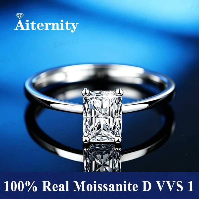 Bague ouverte réglable en argent 925 et moissanite Aiternity