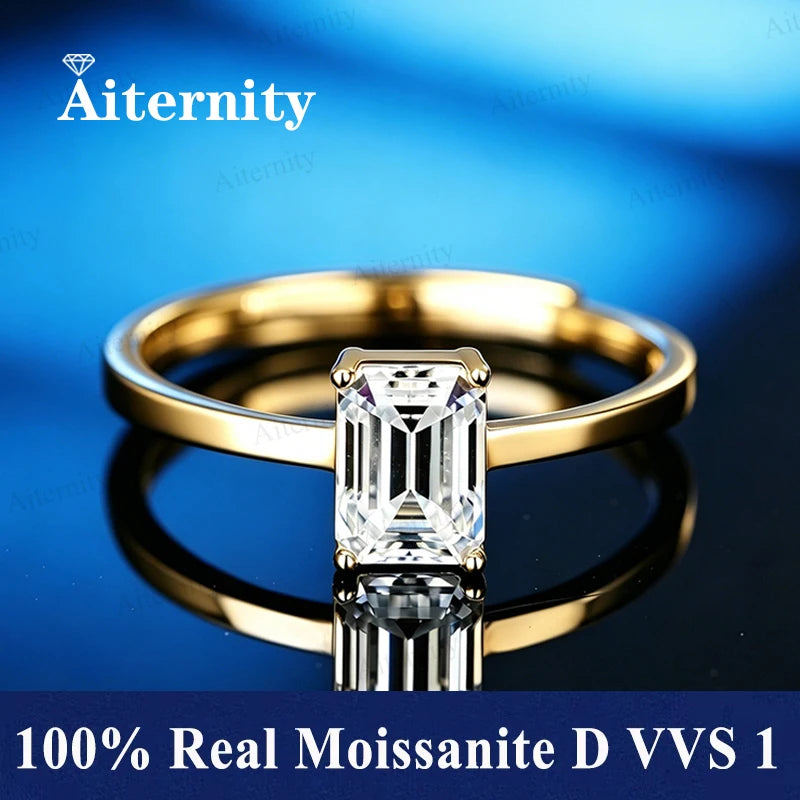 Bague ouverte réglable en argent 925 et moissanite Aiternity