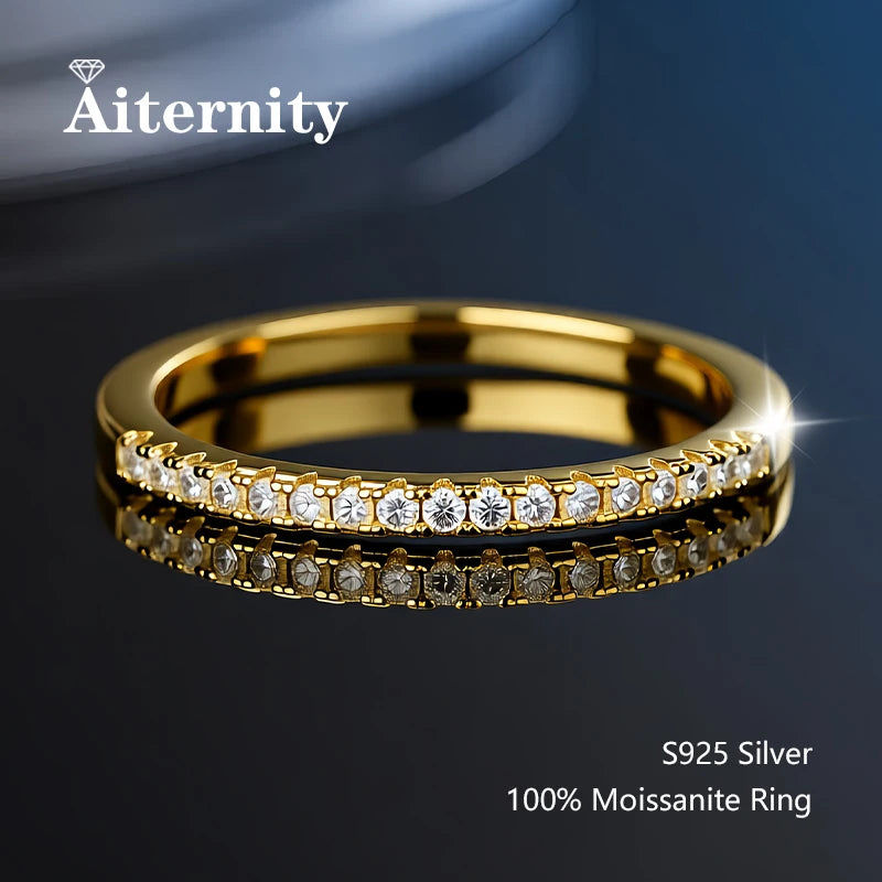 Alliance en argent 925 et moissanite testée au diamant