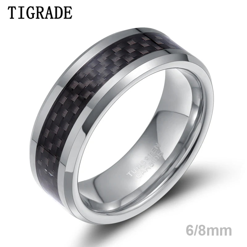 Bague de mariage en tungstène et fibre de carbone