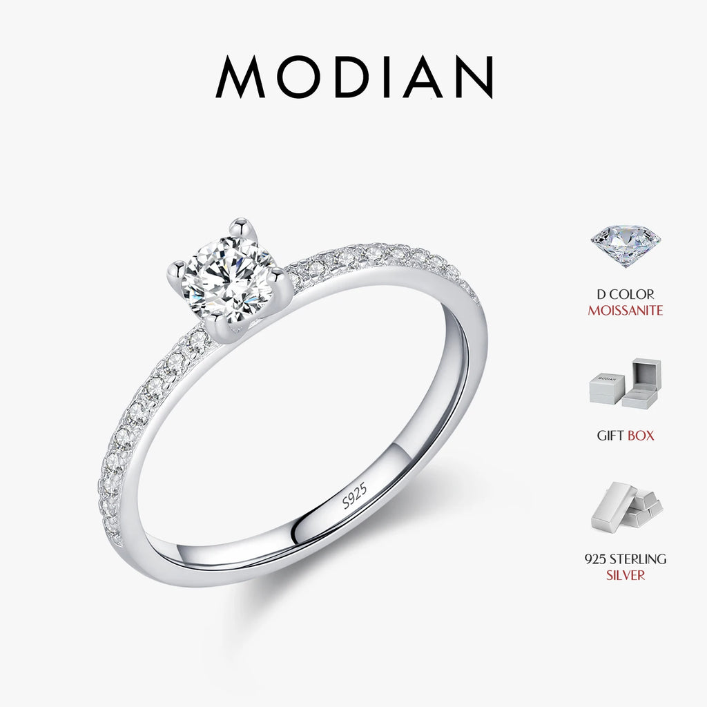 Bague carrée délicate en argent et moissanite Modian