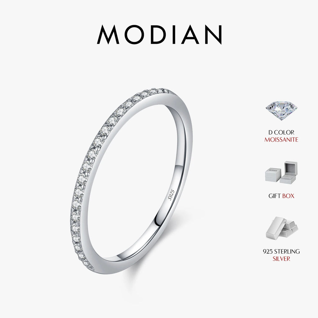 Alliance éternité simple en argent et moissanite Modian