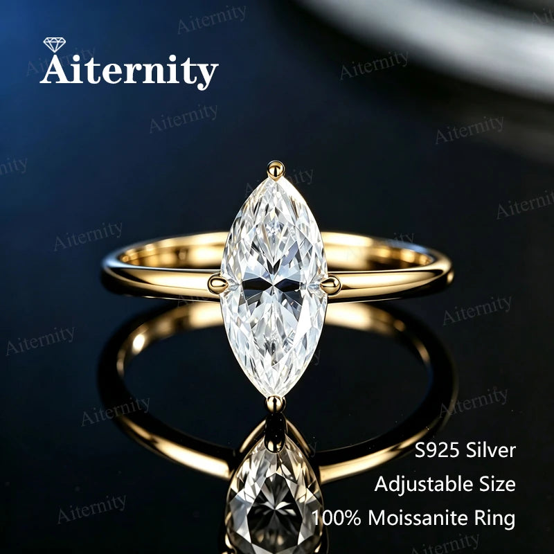 Bague ouverte réglable en argent 925 et moissanite Aiternity