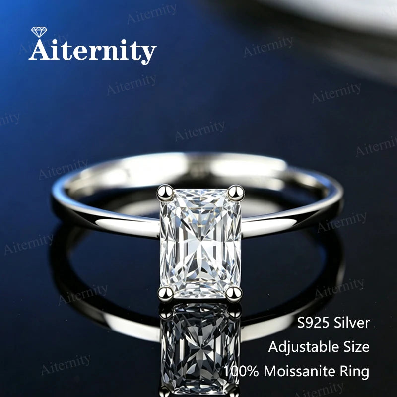 Bague ouverte réglable en argent 925 et moissanite Aiternity