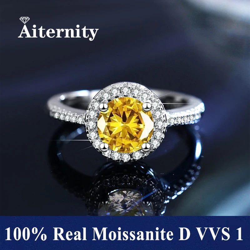 Bague réglable en argent 925 et moissanite Aiternity