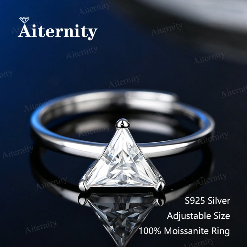 Bague ouverte réglable en argent 925 et moissanite Aiternity