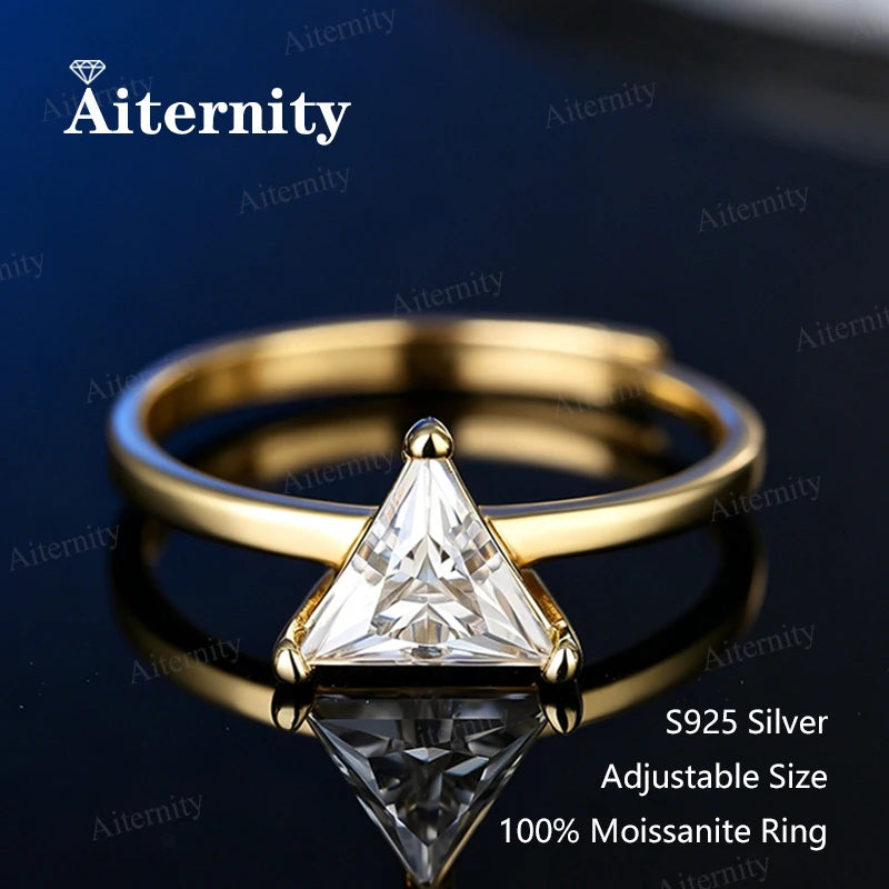 Bague ouverte réglable en argent 925 et moissanite Aiternity