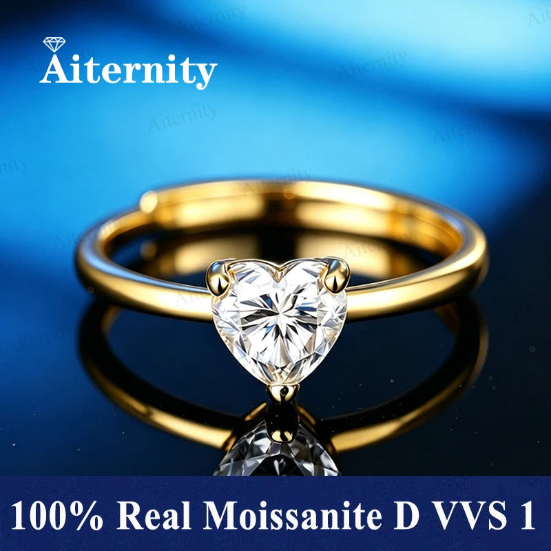 Bague ouverte réglable en argent 925 et moissanite Aiternity