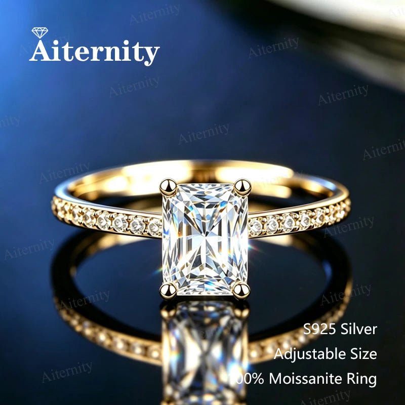 Bague ouverte réglable en argent 925 et moissanite Aiternity