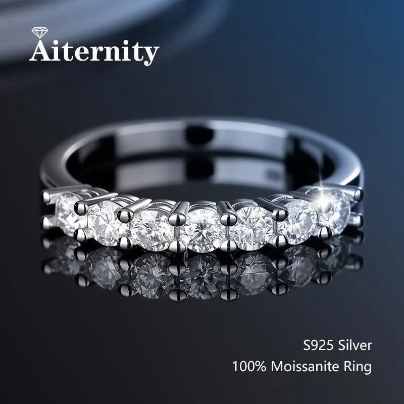 Alliance en argent 925 et moissanite testée au diamant