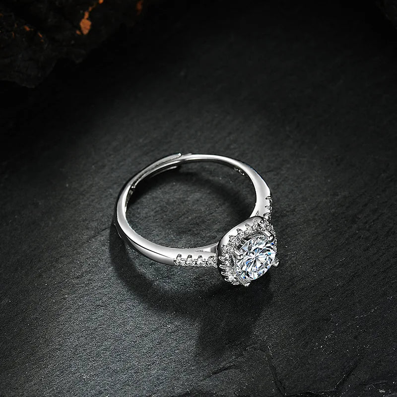 Bague de luxe en argent 925 et moissanite 2ct