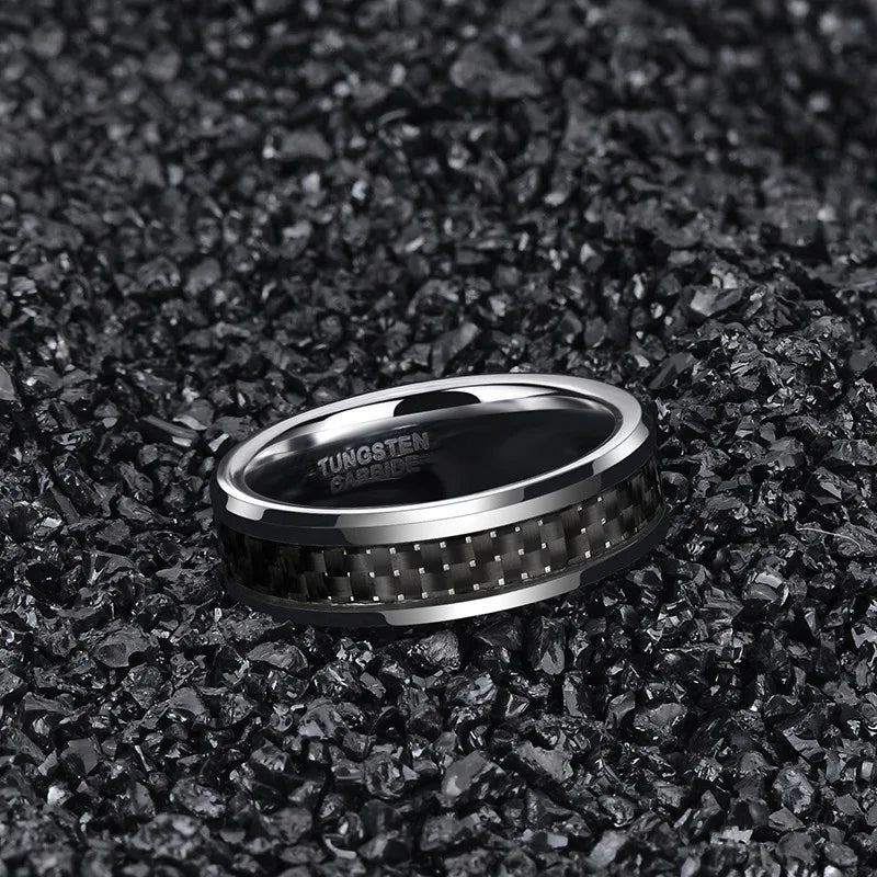 Bague de mariage en tungstène et fibre de carbone