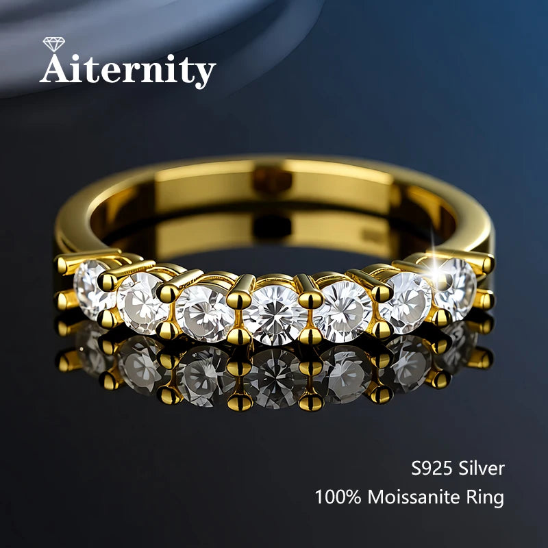 Alliance en argent 925 et moissanite testée au diamant