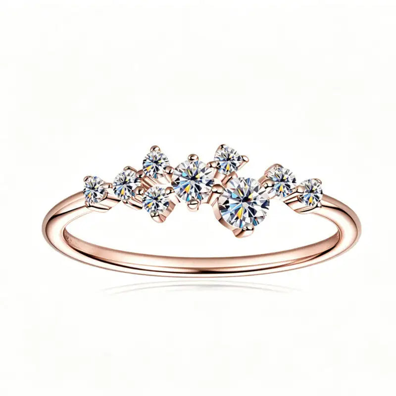 Bague empilable en argent 925 et moissanite rose