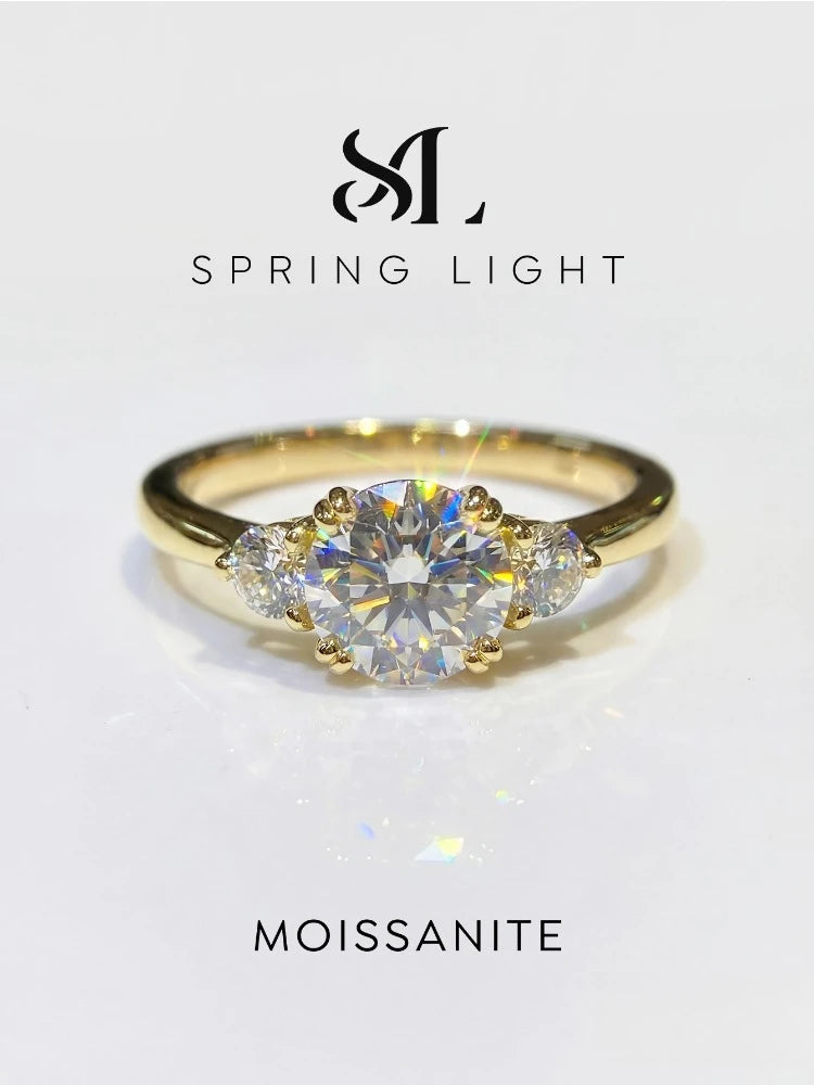 Bague solitaire double en argent et moissanite Stylever