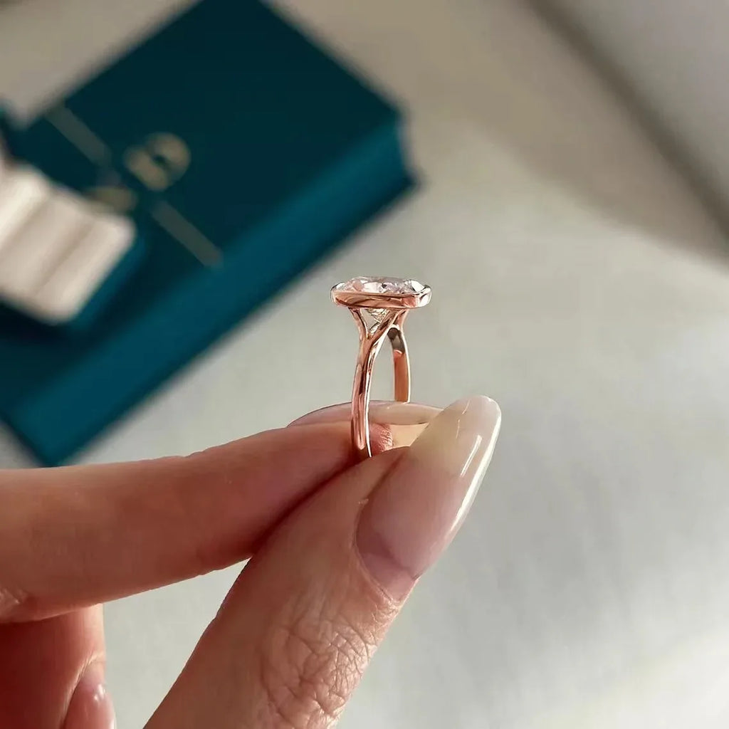 Bague de mariage rectangulaire en argent 925 et moissanite