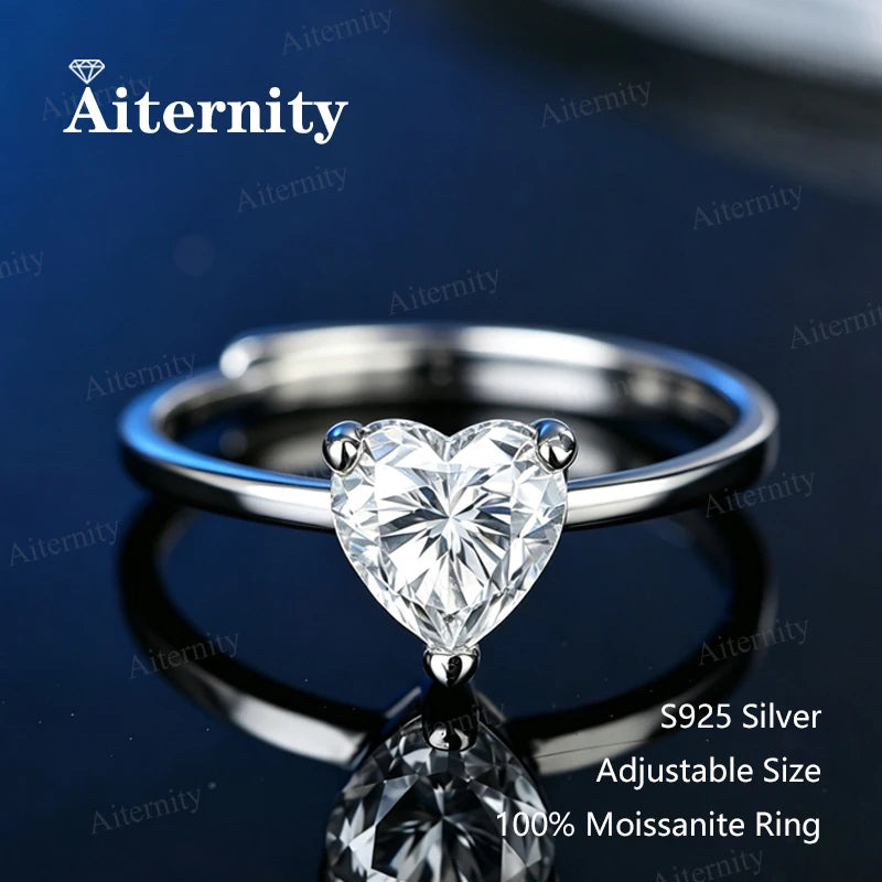 Bague ouverte réglable en argent 925 et moissanite Aiternity