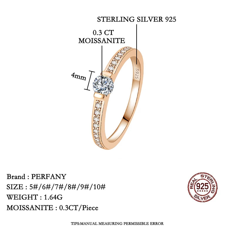 Bague en argent 925 et moissanite 0,3 ct Perfany