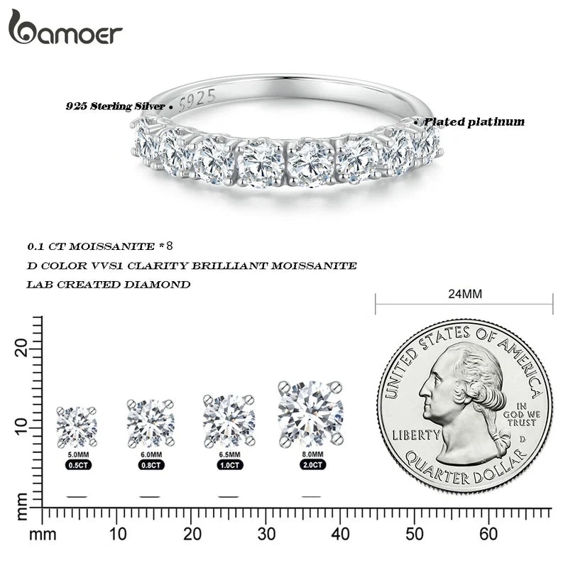 Bague demi-tour en argent 925 et moissanite Bamoer