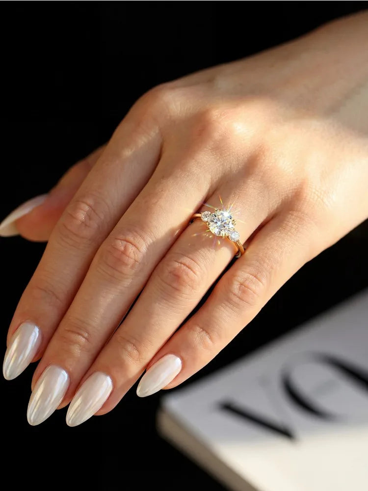 Bague solitaire double en argent et moissanite Stylever