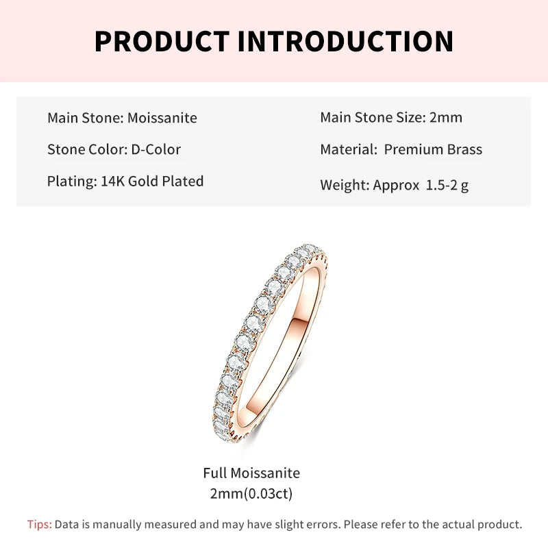Alliance éternité en moissanite 2 mm Rrjzz