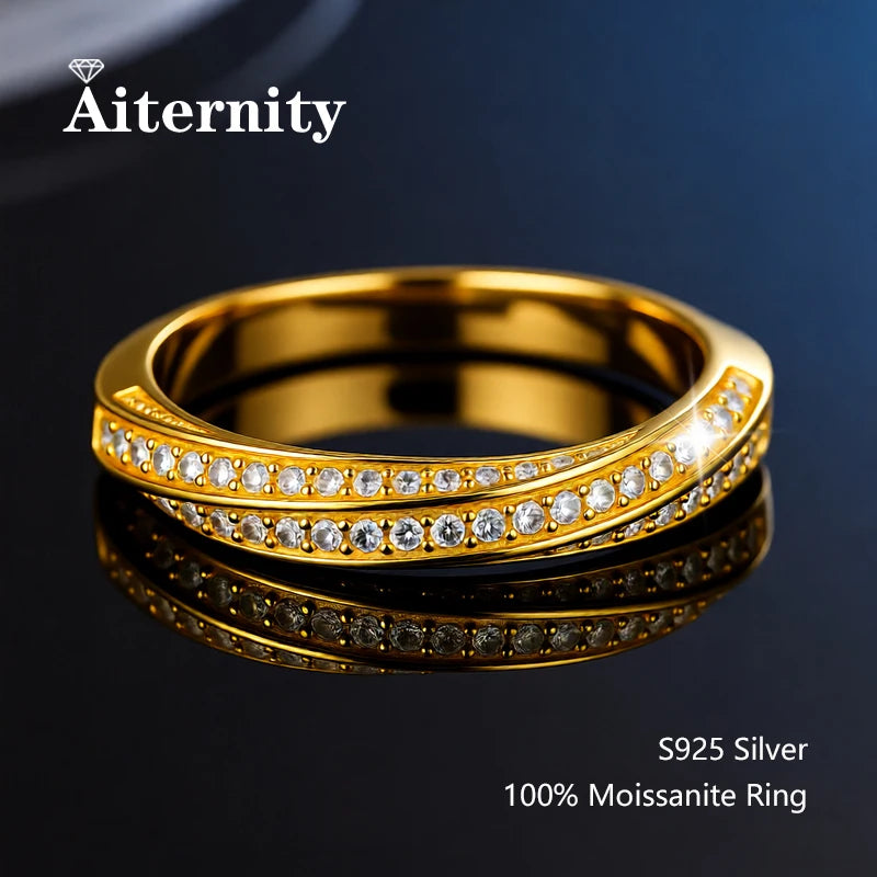 Alliance en argent 925 et moissanite testée au diamant