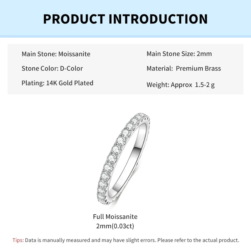 Alliance éternité en moissanite 2 mm Rrjzz